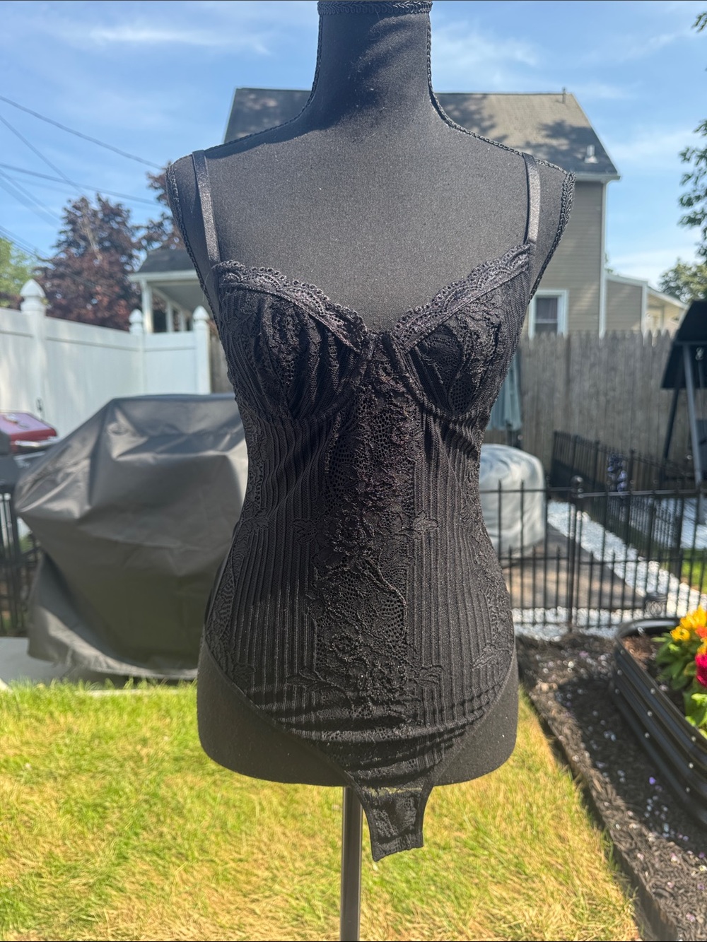 Lace Trim black tictoc Bodysuit